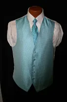 light teal vest and tie