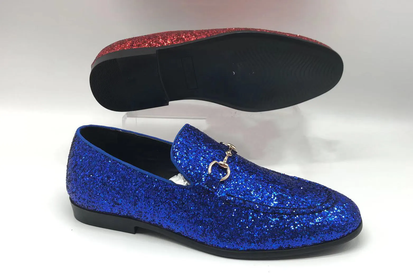 Red and Blue Glittered Shoes