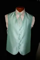 seafoam green vest and tie