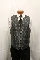 black striped vest and tie