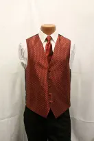terracota colored vest and tie
